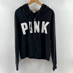 Victoria’s Secret PINK Black Zip-Up Hoodie – Size Large